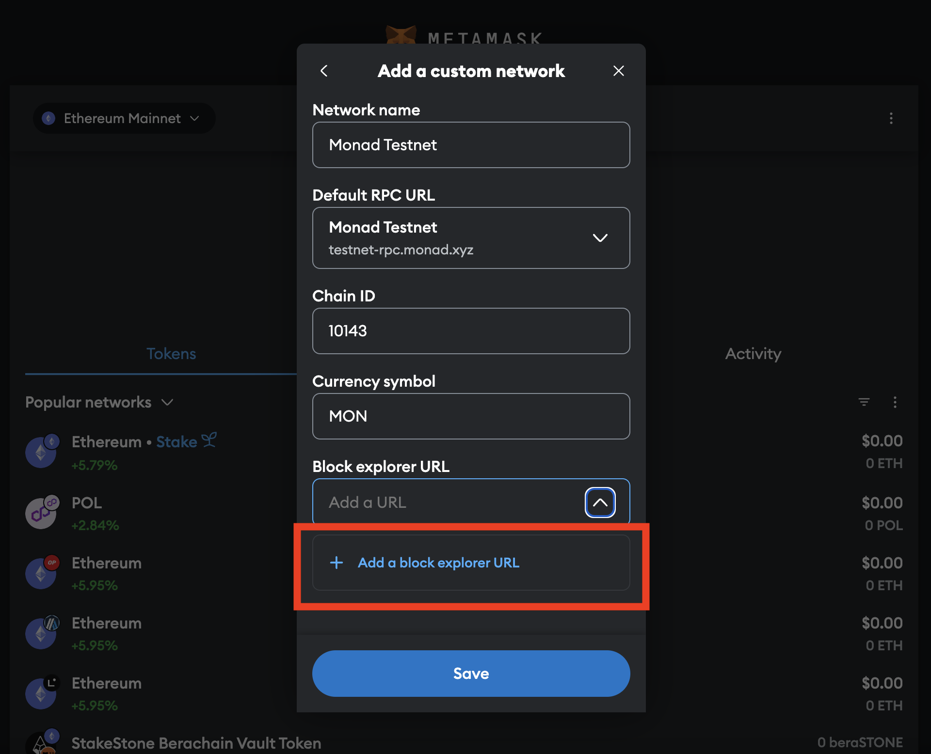 add chain id explorer
